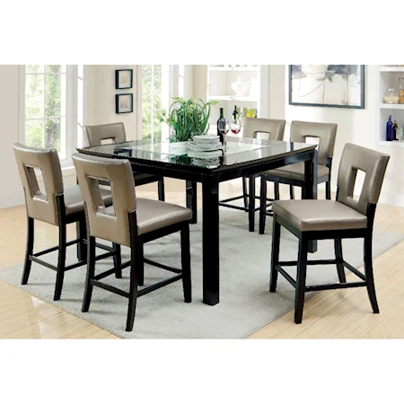 Contemporary Counter Height Table Set with Six Chairs